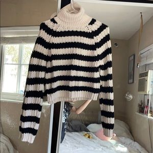 Striped Cowl Neck Sweater